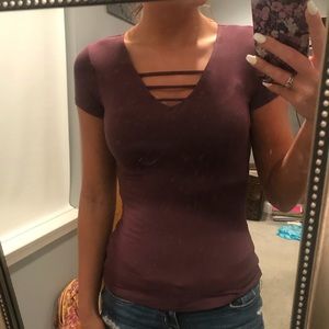 Purple V neck